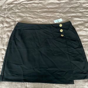 Loft black skirt, wrap look with gold buttons, size 14, new with tag
